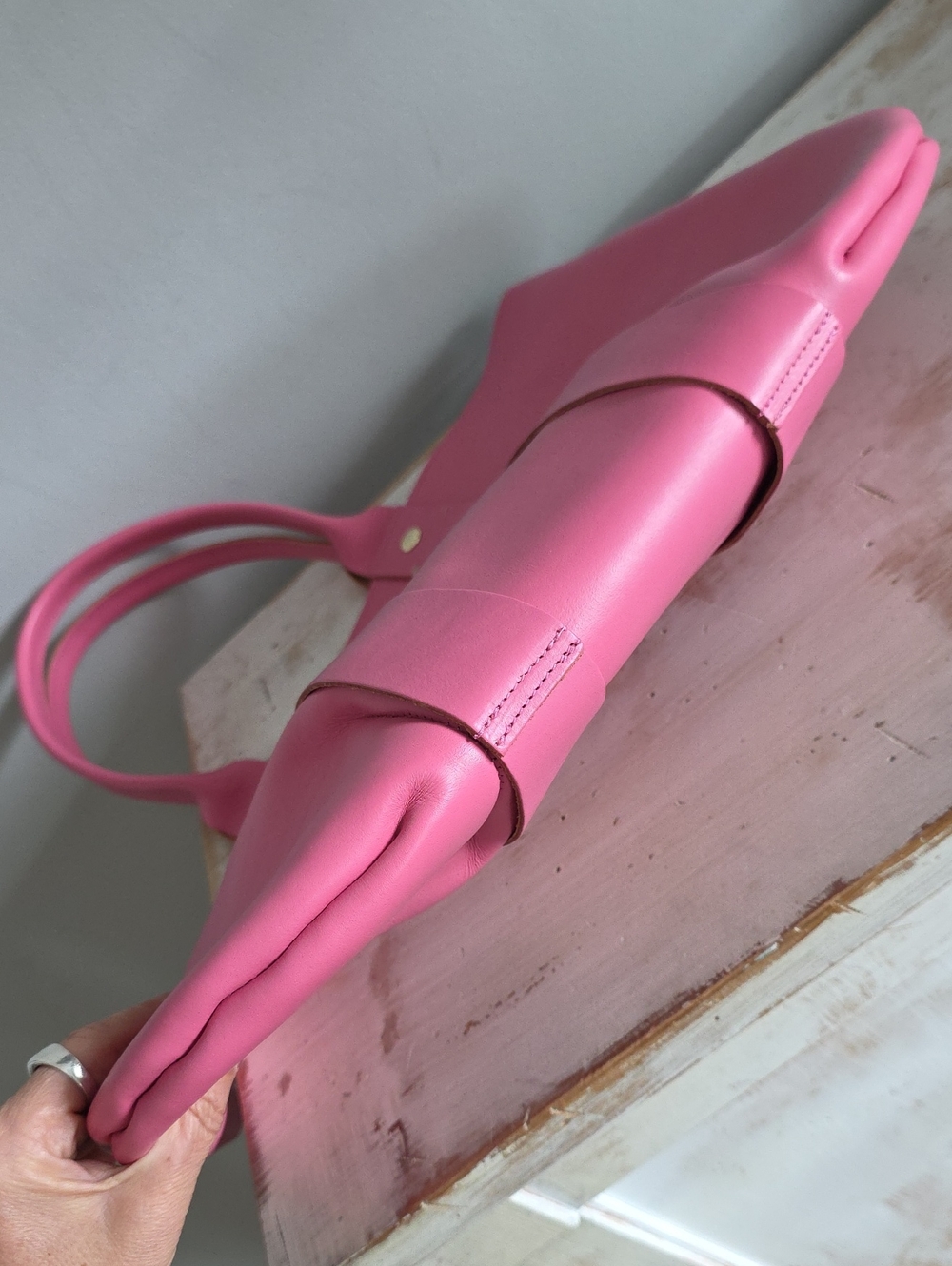 Rare Clare V. La Tropezienne Pink Leather Tote - Picture 10 of 16